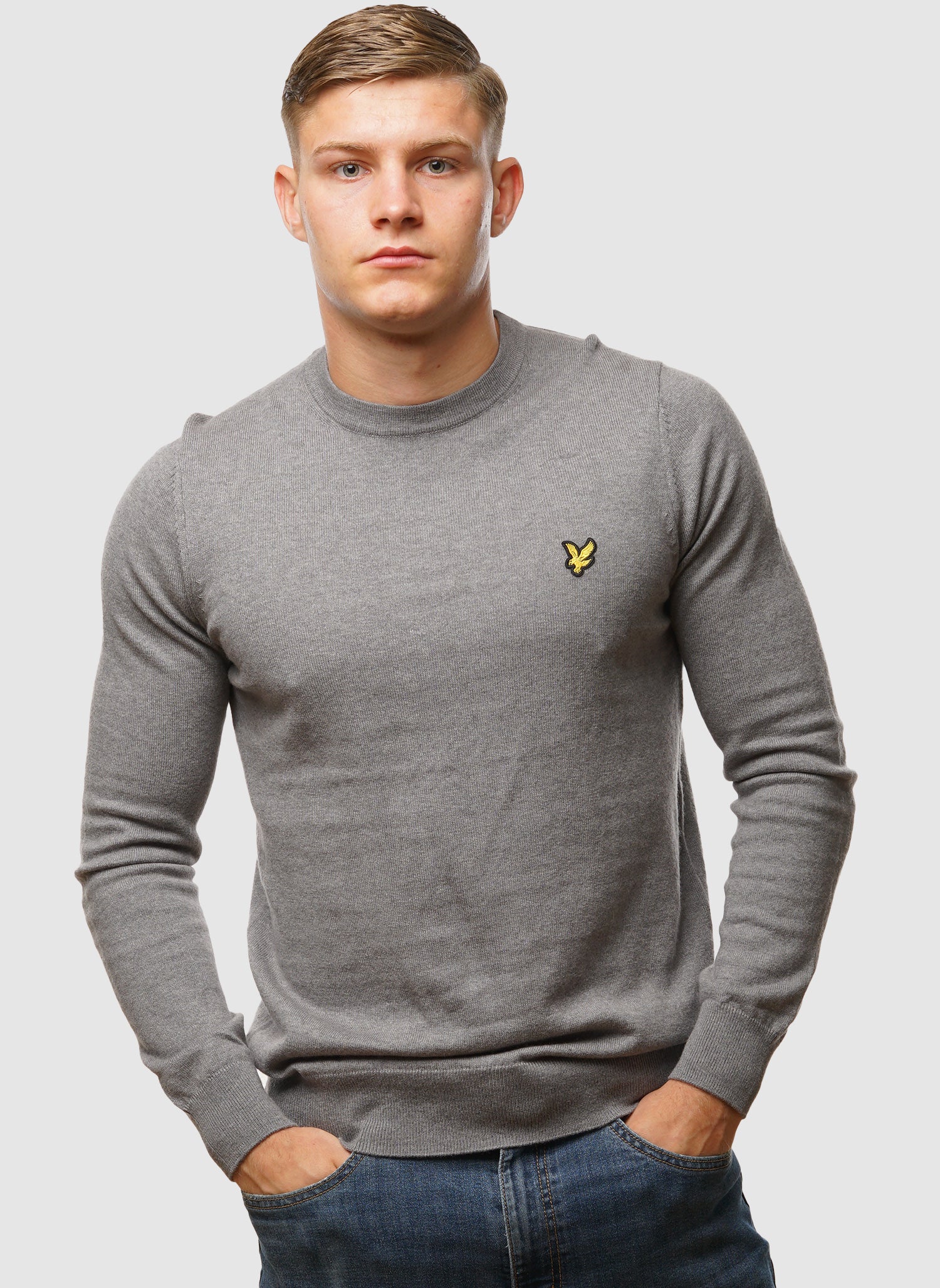 Cotton Merino 12gg Jumper - Mid Grey Marl
