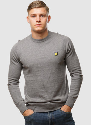 Cotton Merino 12gg Jumper - Mid Grey Marl