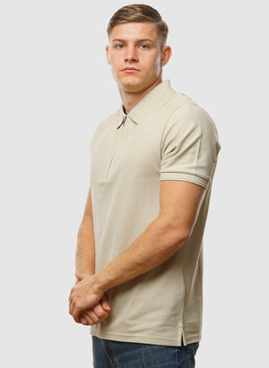 Ottoman Half Zip Polo Shirt - Grey Taupe