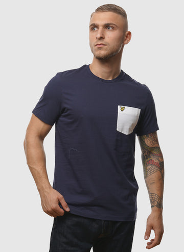 Contrast Pocket T-Shirt - Navy/White