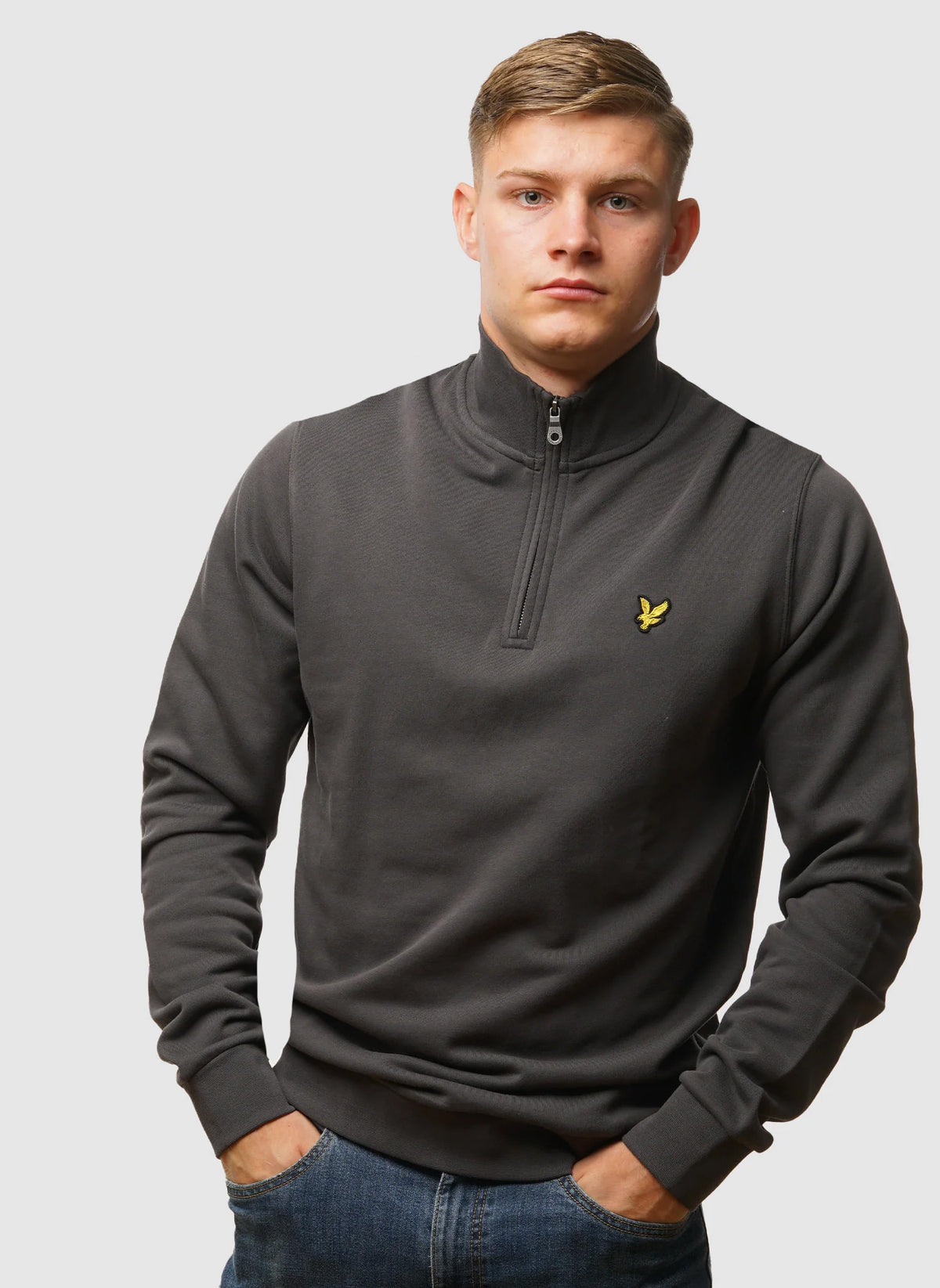 Loopback 1/4 Zip Sweatshirt - Gunmetal
