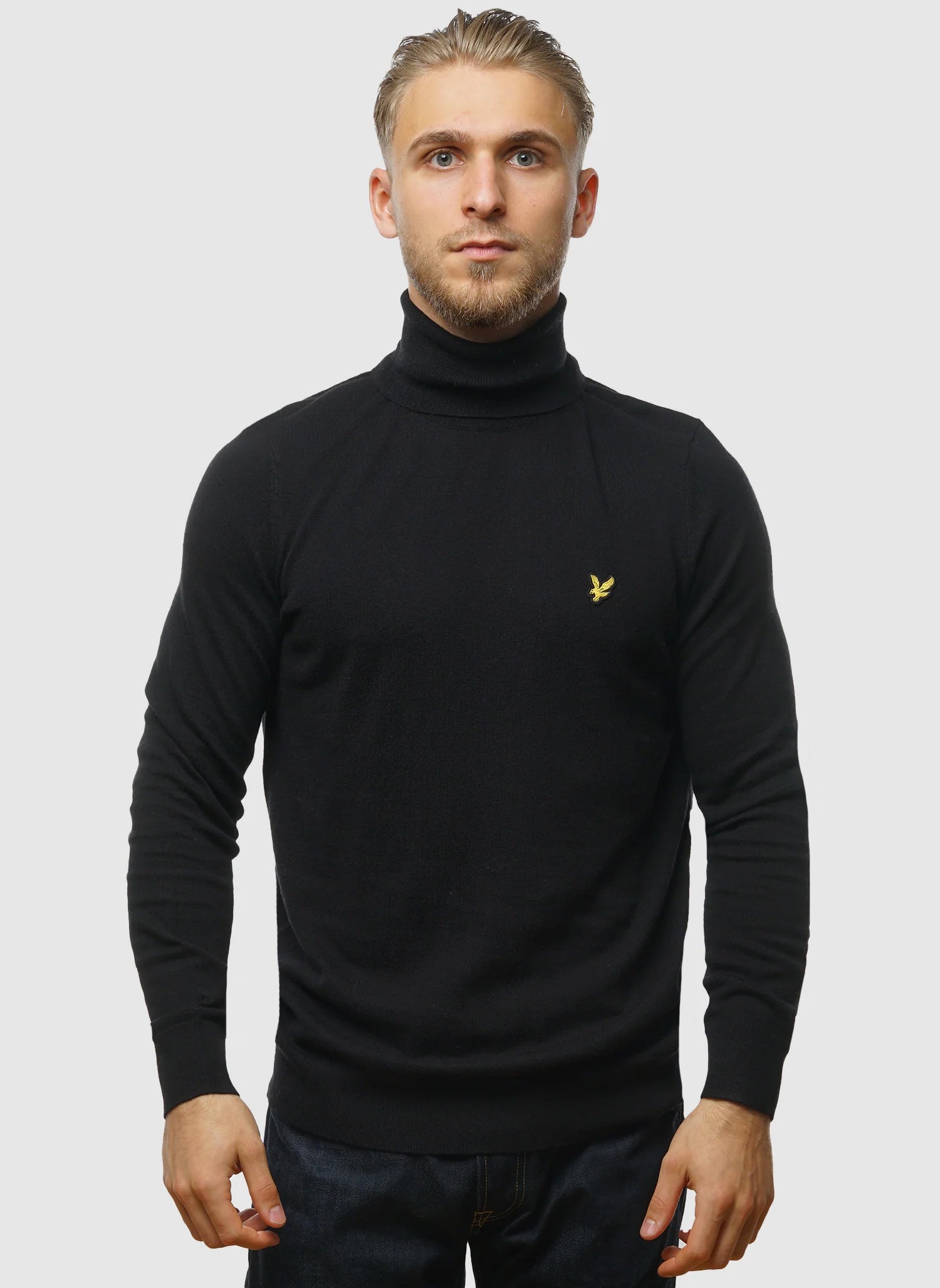 Cotton Merino Turtleneck Jumper - Jet Black