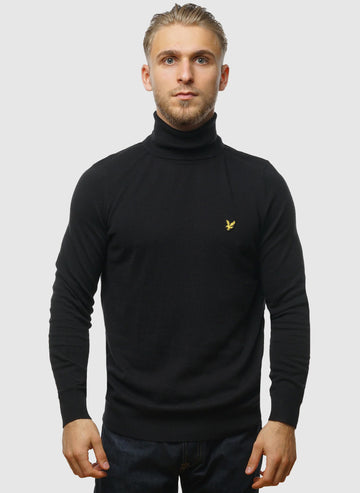 Cotton Merino Turtleneck Jumper - Jet Black