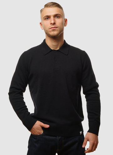 Standard Merino Lambswool Polo - Black