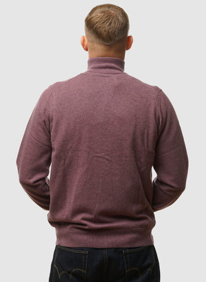 Lambswool Blend Zip Through Cardigan - Highland Mauve Marl