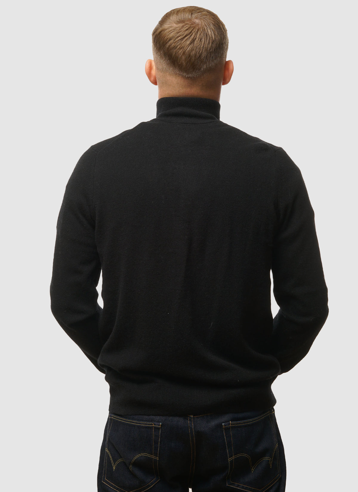 Lambswool Blend Zip Through Cardigan - Jet Black Marl