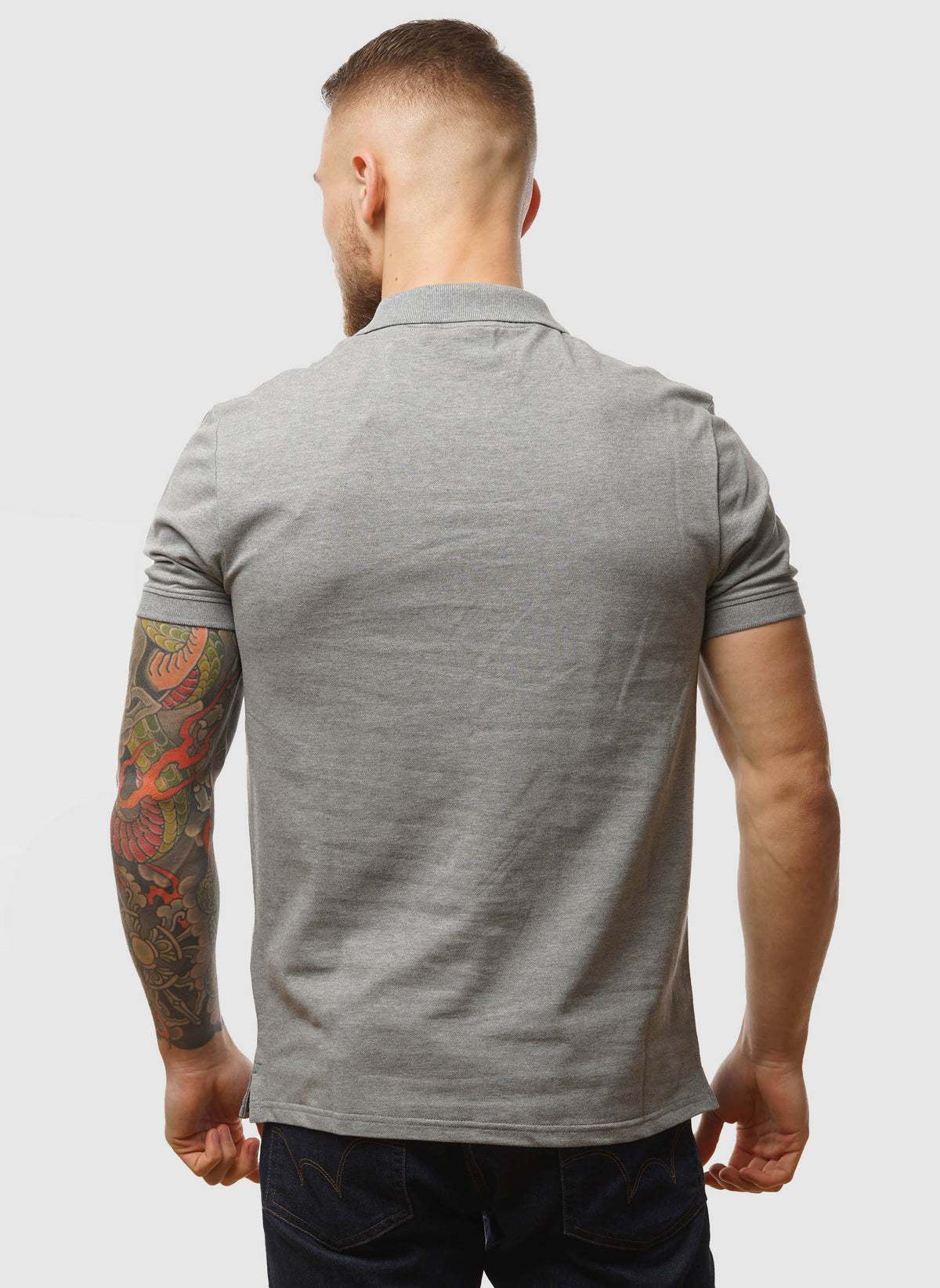 Plain Poloshirt - Mid Grey Marl