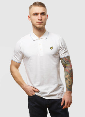 Half Tipped Poloshirt - White/Light Blue