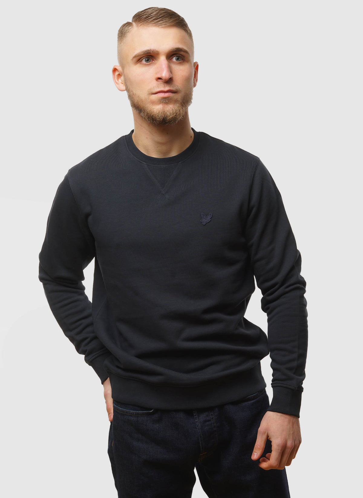Tonal Eagle Crew Neck Sweatshirt - Dark Navy