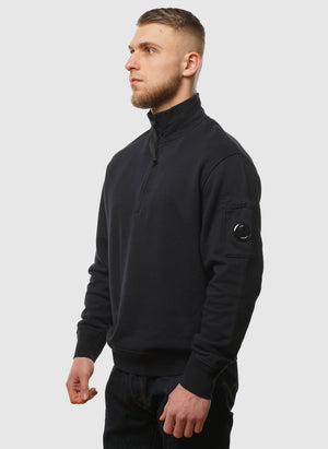 Cotton Fleece Lens Half-Zip - Total Eclipse