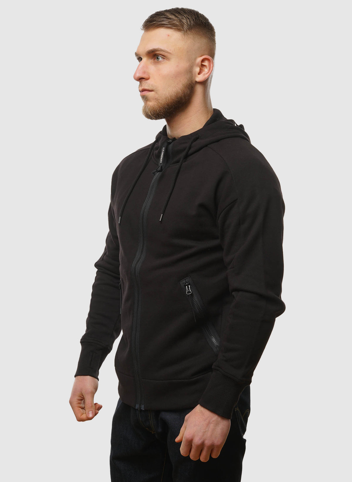 Goggle Sweatshirt Jacket - Black
