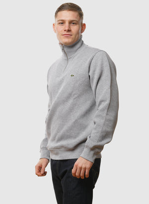 Half Zip Cotton Sweatshirt - Silver Chine