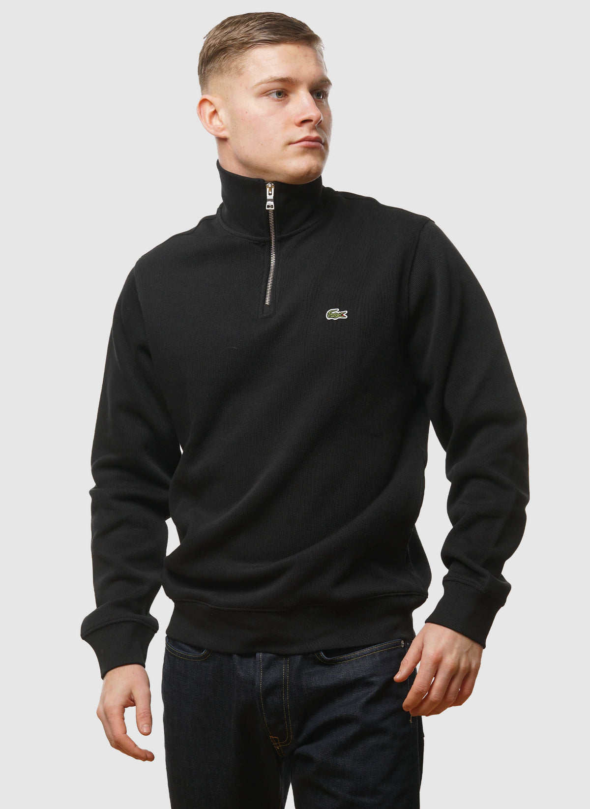 Half Zip Cotton Sweatshirt - Black