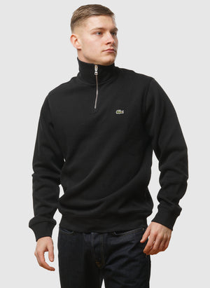 Half Zip Cotton Sweatshirt - Black