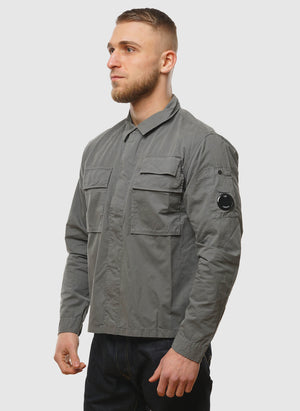Organic Gabardine Lens Overshirt - Smoked Pearl