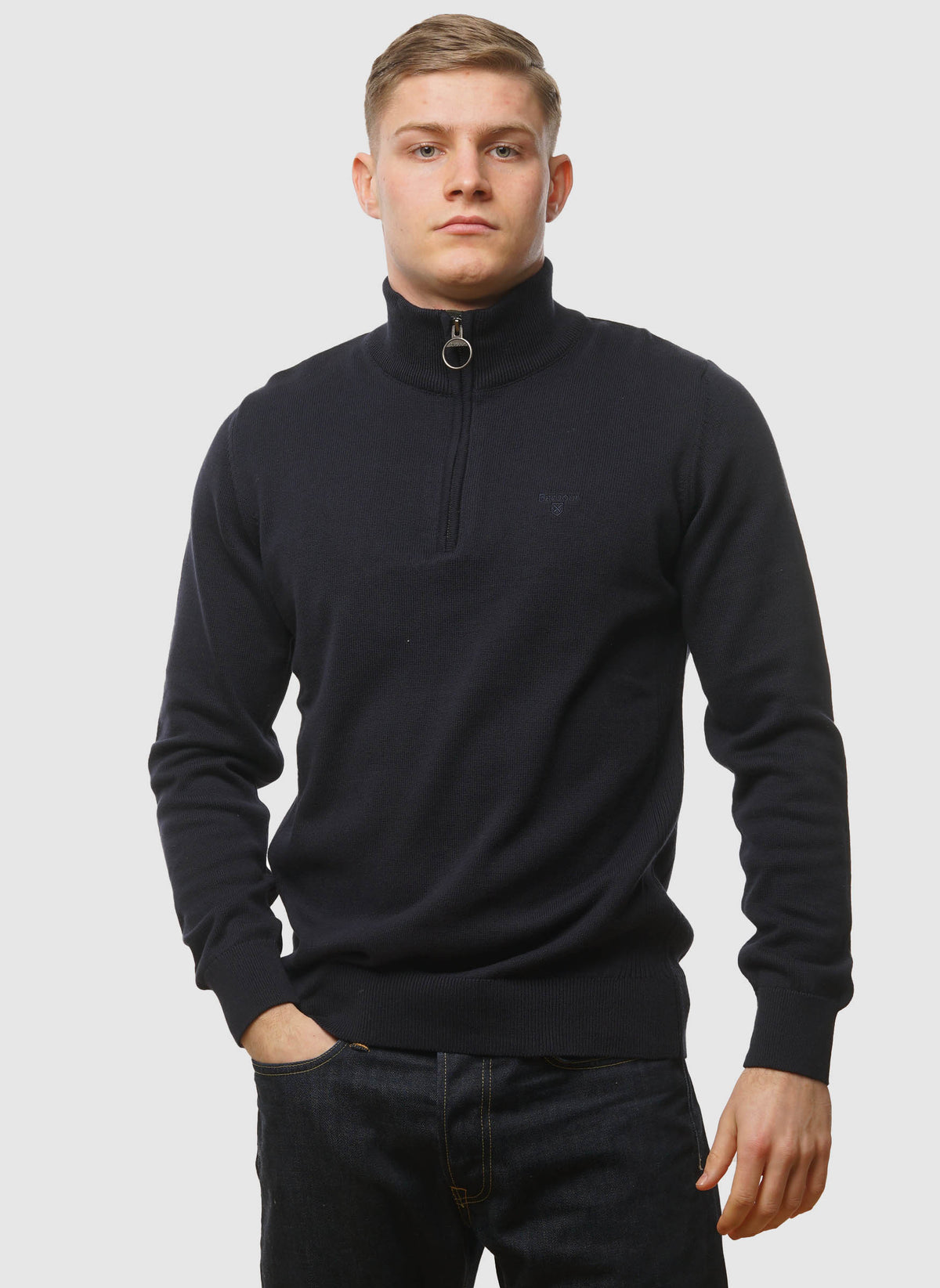 Cotton Half Zip Troyer - Navy