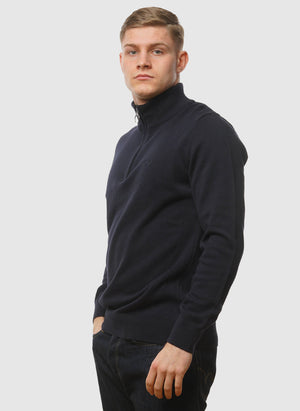 Cotton Half Zip Troyer - Navy
