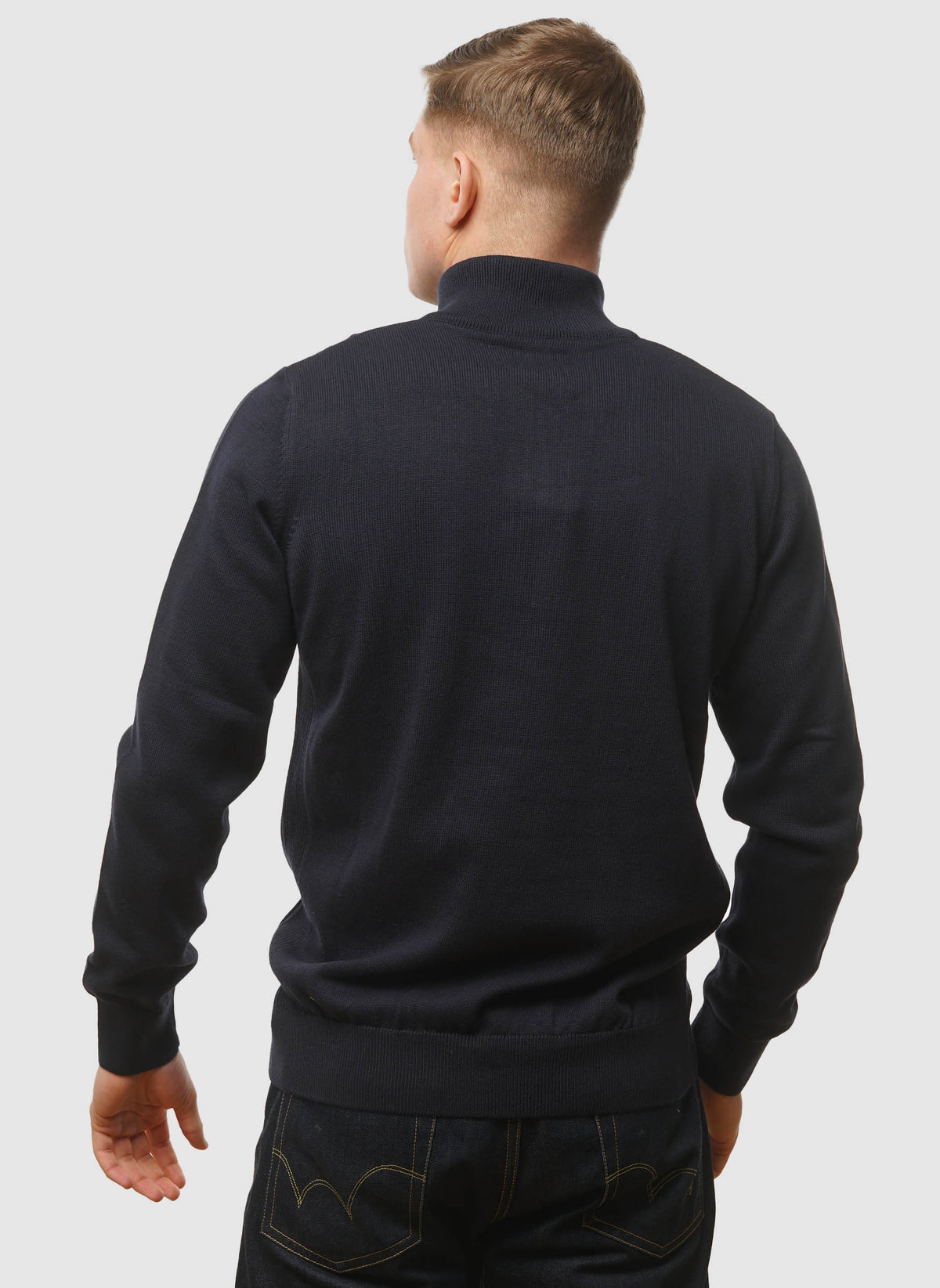 Cotton Half Zip Troyer - Navy
