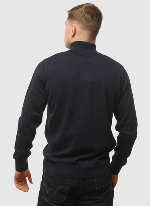 Cotton Half Zip Troyer - Navy