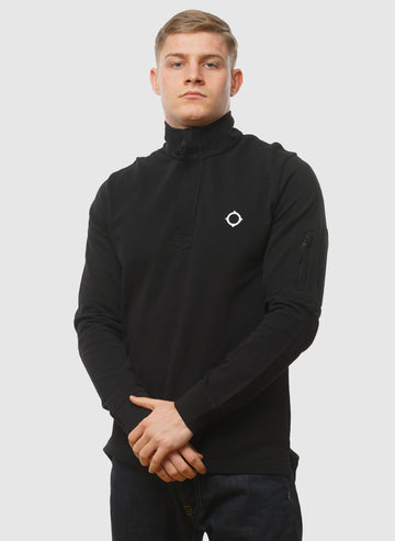 Funnel Neck Poloshirt - Jet Black