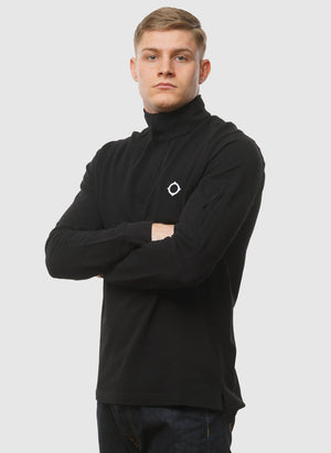 Funnel Neck Poloshirt - Jet Black