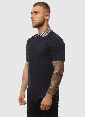 Supima Club Check Rip Polo Shirt - Navy