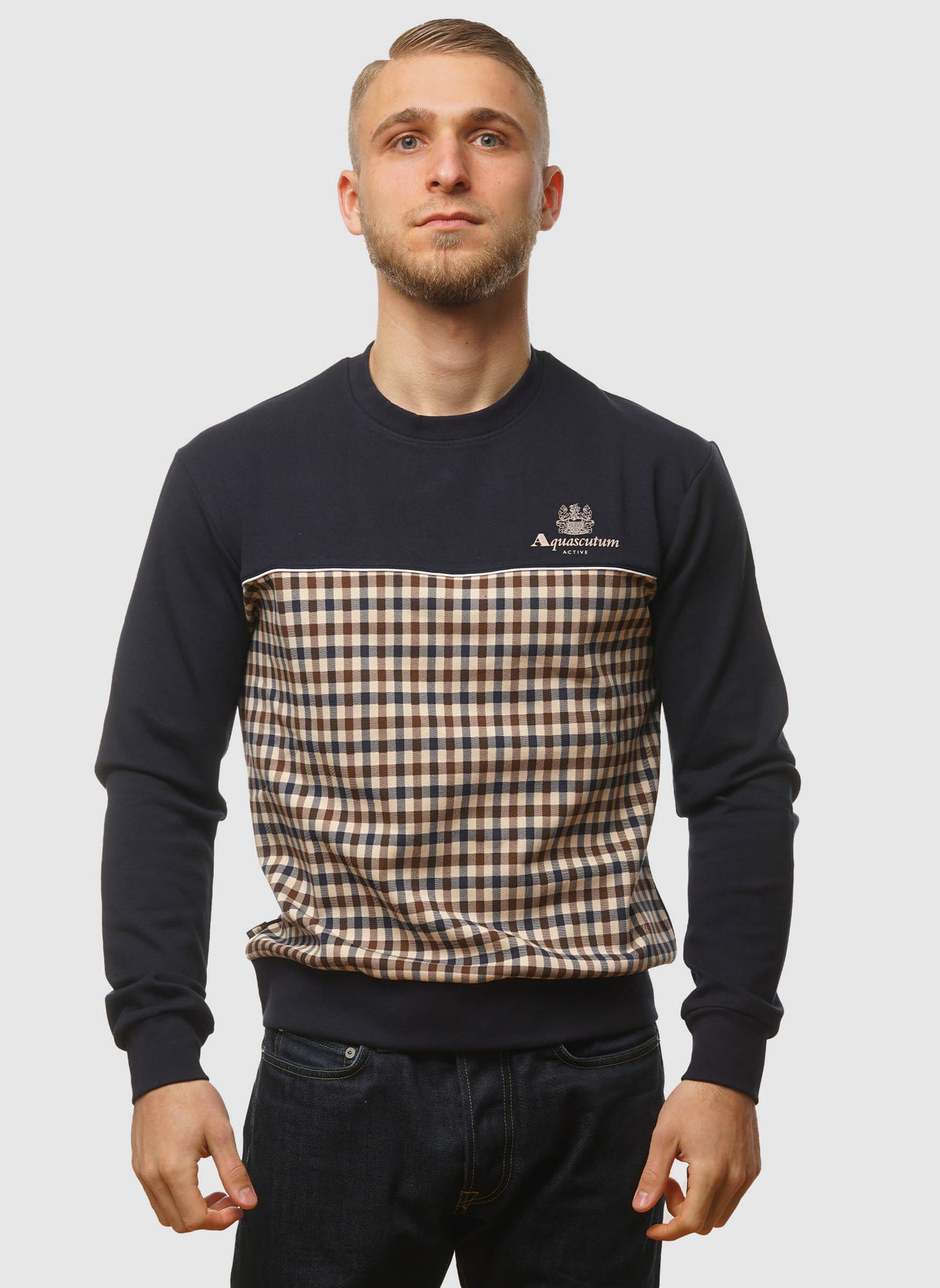 Active Scuba Club Check Crewneck - Navy