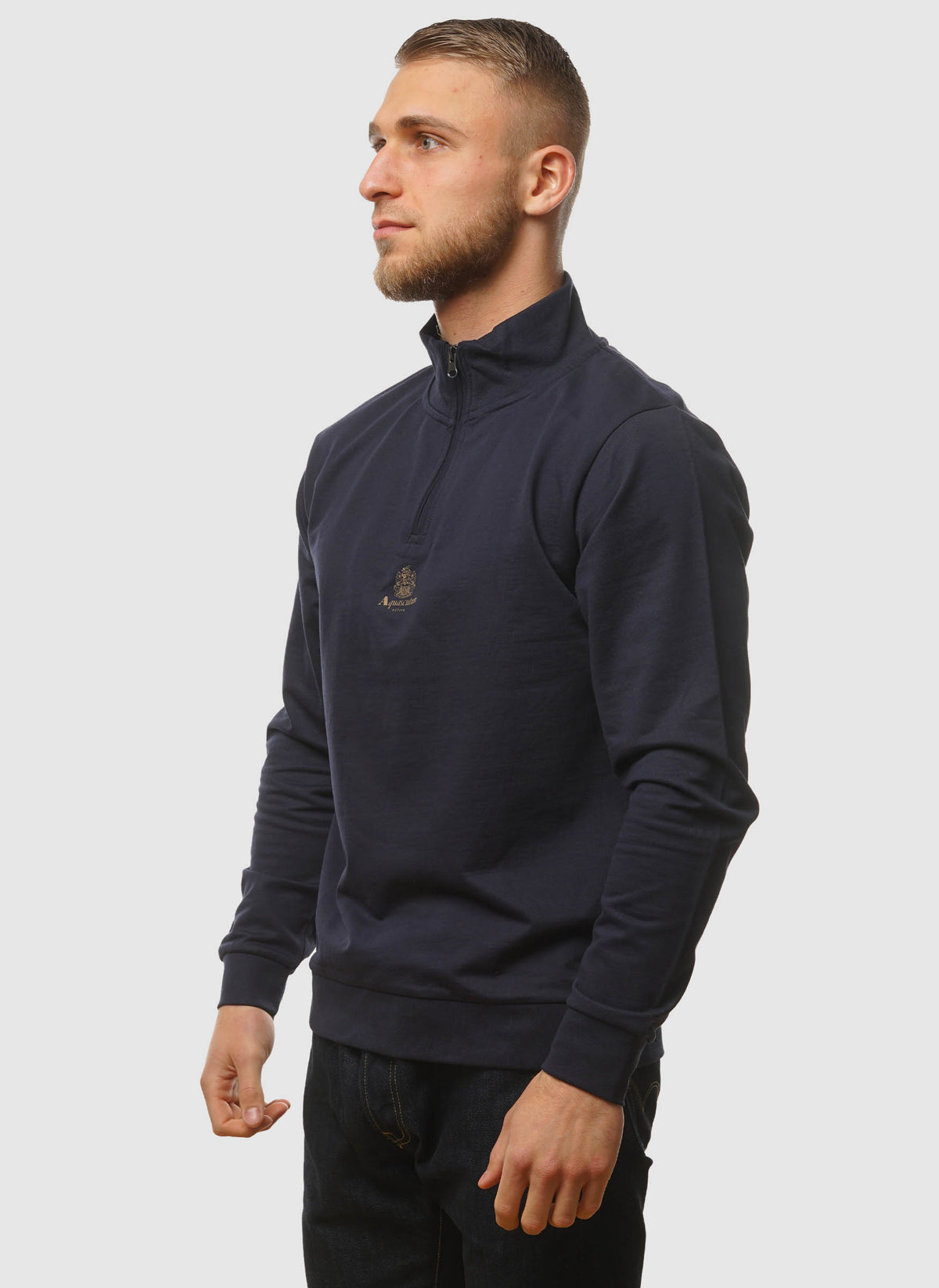 Small Logo Quarter Zip - Navy