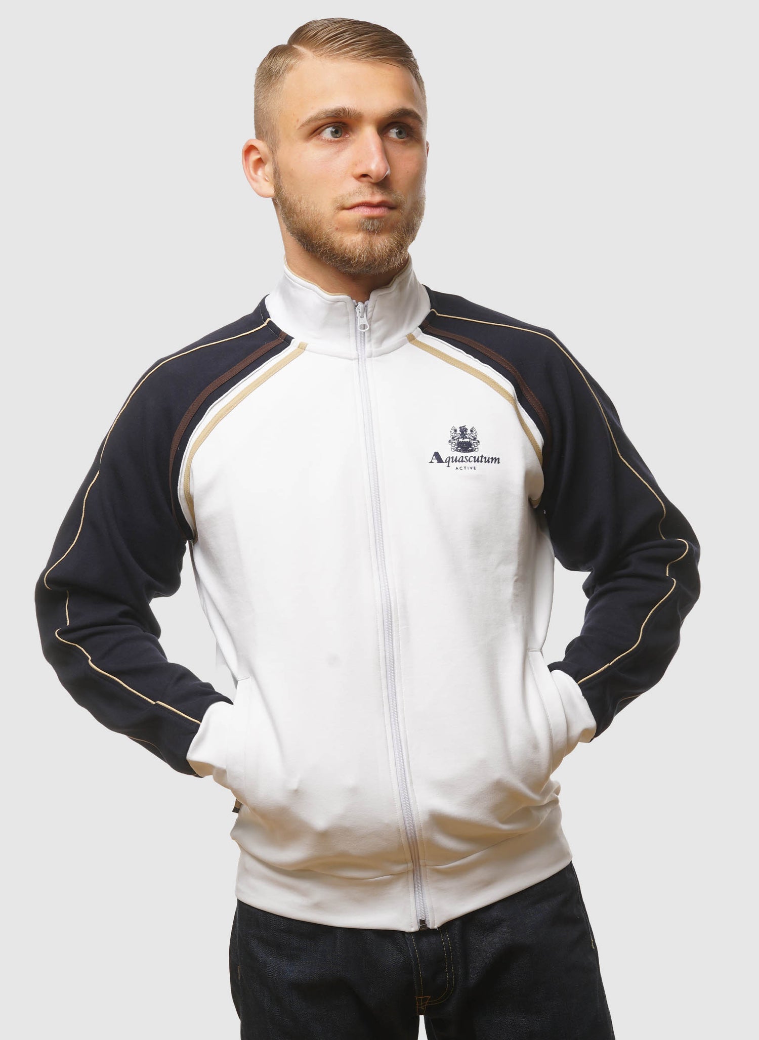 Active Scuba Stripe Mockneck - Optical White