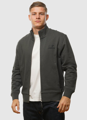 C.P. Logo Sweatshirt Jacket - Dark Shadow