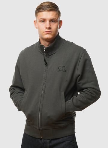 C.P. Logo Sweatshirt Jacket - Dark Shadow