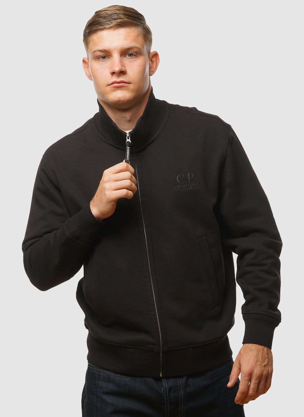 C.P. Logo Sweatshirt Jacket - Black