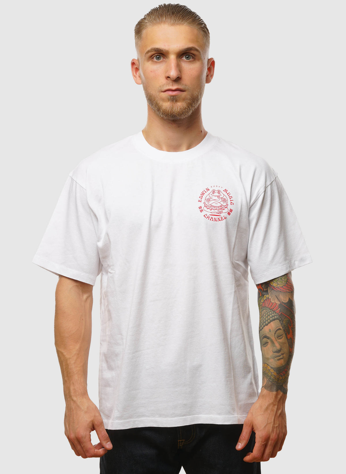 Edwin Music Channel T-Shirt - White/Red