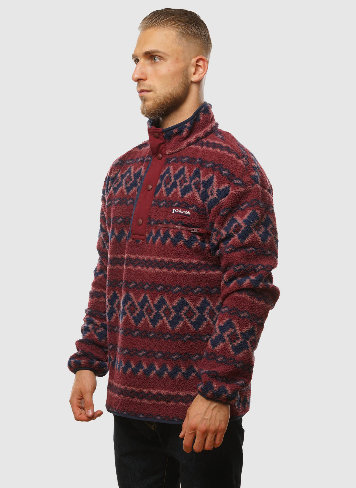 Helvetia II Half Snap Fleece - Rich Wine Knit
