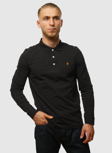 Blanes Long Sleeve Poloshirt - Black