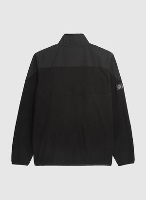 Fabric Mix Fleece Jacket - Black