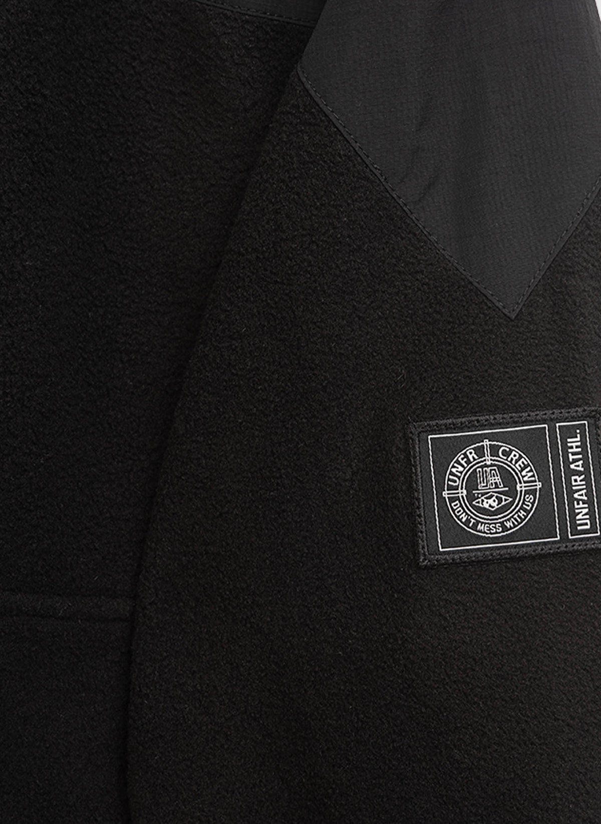 Fabric Mix Fleece Jacket - Black