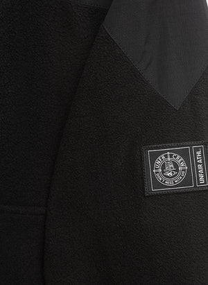 Fabric Mix Fleece Jacket - Black