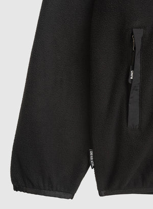 Fabric Mix Fleece Jacket - Black
