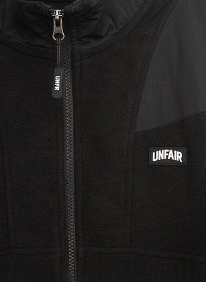 Fabric Mix Fleece Jacket - Black