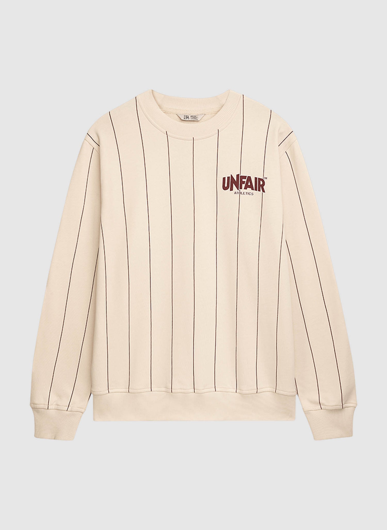 Classic Label Pinstripes Crewneck Sweatshirt - Cream