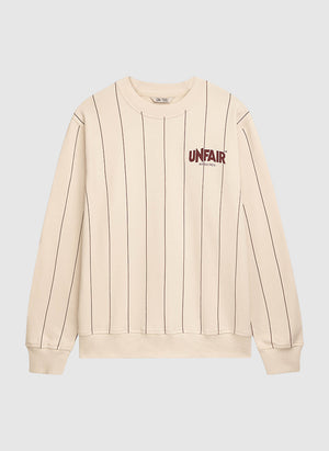 Classic Label Pinstripes Crewneck Sweatshirt - Cream