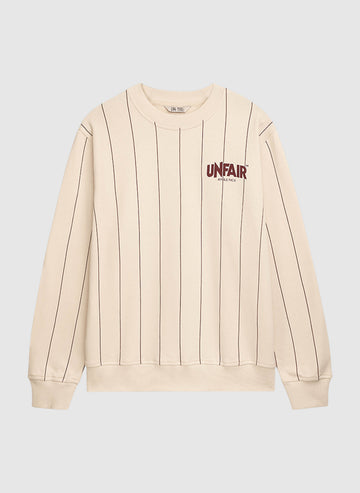 Classic Label Pinstripes Crewneck Sweatshirt - Cream