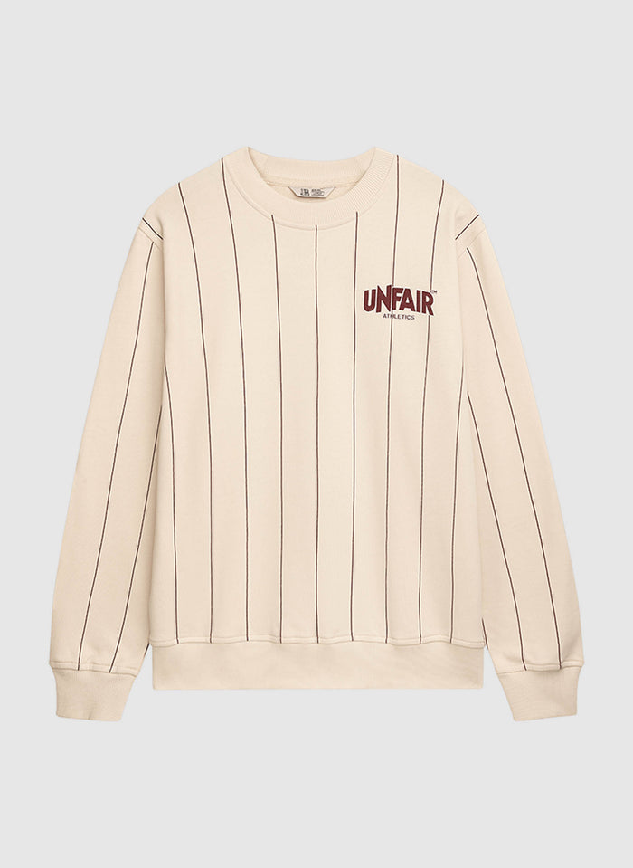 Classic Label Pinstripes Crewneck Sweatshirt - Cream