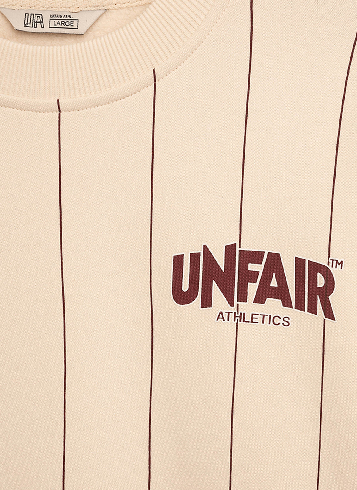 Classic Label Pinstripes Crewneck Sweatshirt - Cream