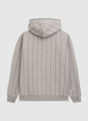 Classic Label Pinstripes Hoodie - Grey Melange