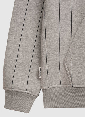 Classic Label Pinstripes Hoodie - Grey Melange