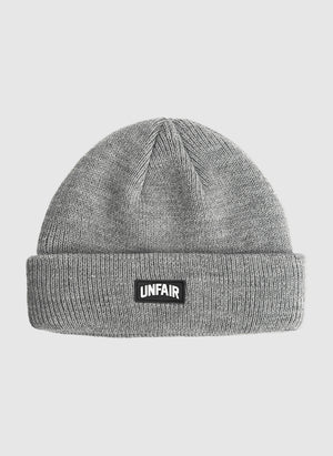 Curved Patch Beanie - Grey Melange