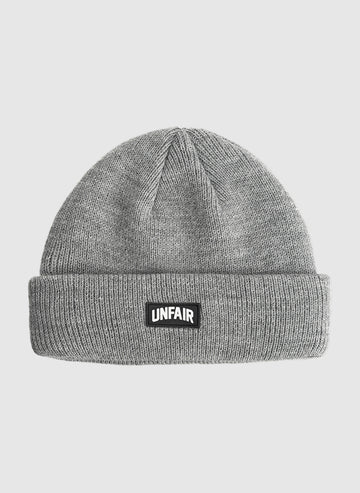 Curved Patch Beanie - Grey Melange