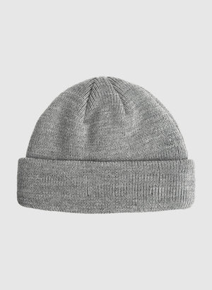 Curved Patch Beanie - Grey Melange